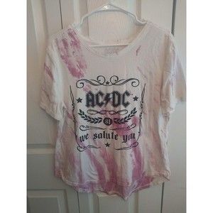 AC/DC Women's Pink Tye Dye We Salute You XL Short Sleeve T-Shirt